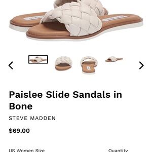 Steve Madden Cream Slide Sandals with Woven Design